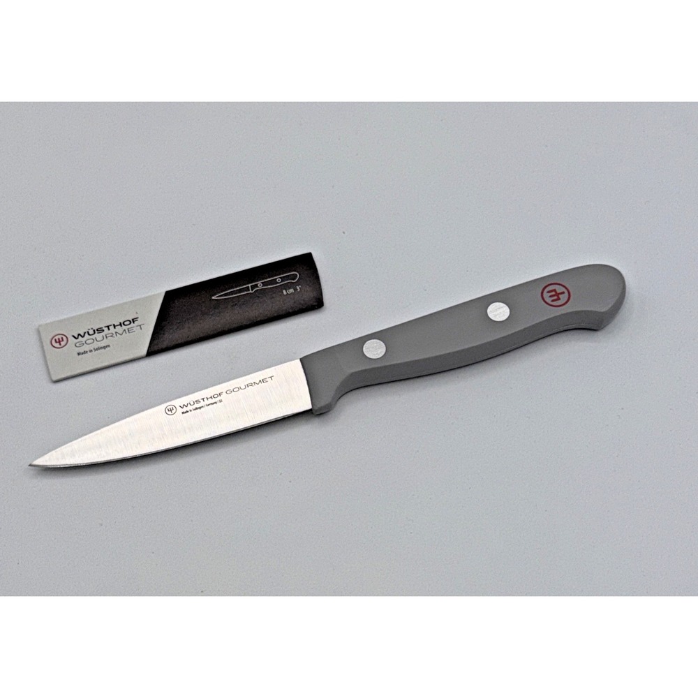 Wusthof Gourmet 3" Spear Point Straight Paring Knife Kitchen 8cm Gray Handle